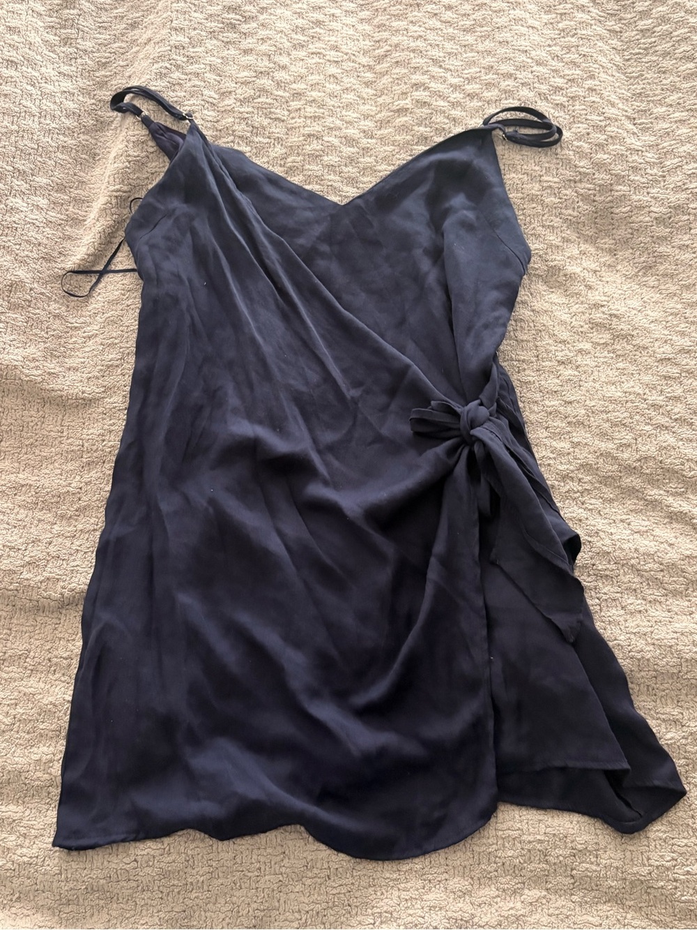 Wild Honey Navy Wrap Slip Dress with Side Bow